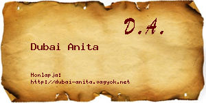 Dubai Anita névjegykártya